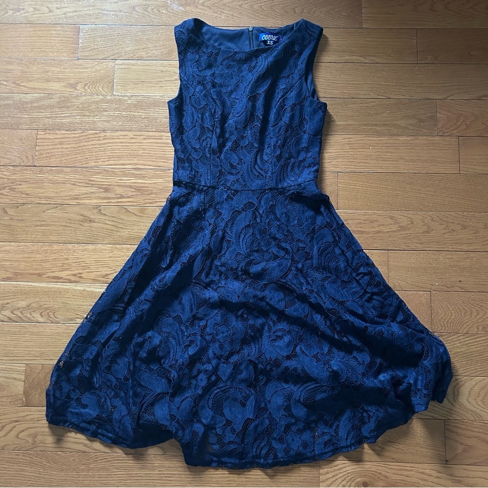 Elegant Blue Lace Dress